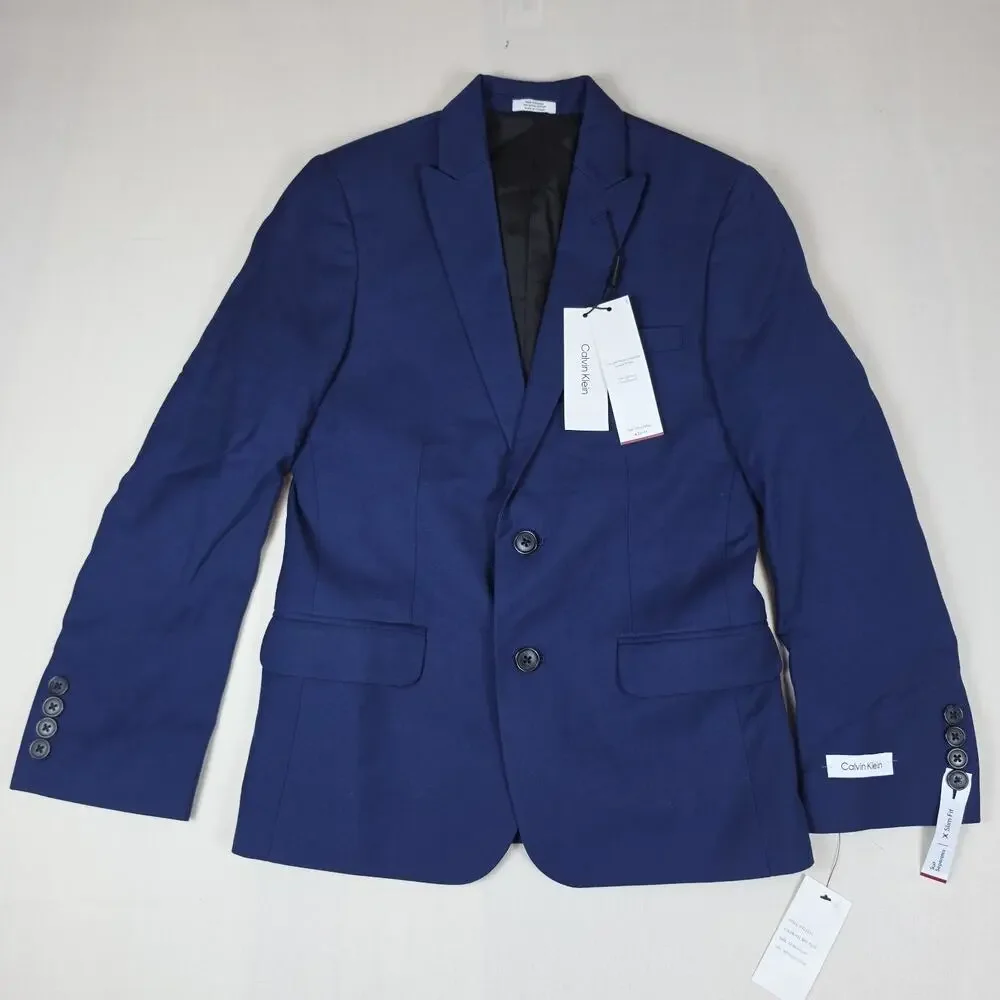 Calvin Klein Boys Size 12 Infinite Stretch Blazer Bright Blue Suit Jacket NWT